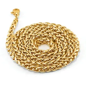 Franco Kette Halskette 18K Vergoldet Edelstahl Hip Hop Weizenkette Für Männer Frauen Modeschmuck Accessoire