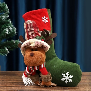Festive Christmas stocking with 3D reindeer decor and snowflake embroidery