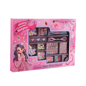 DIY jewelry designer set with colorful beads and cords for girl's necklace making kit