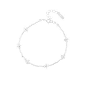 Minimalist S925 sterling silver bracelet featuring polished tubes and round beads design