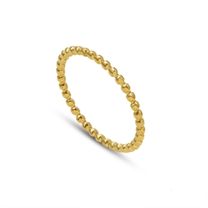 Minimalist 18k gold plated beaded stainless steel ring with polished metallic finish