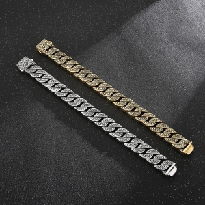 Retro titanium steel bracelets with engraved totem patterns in gold and silver finish