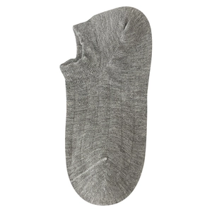 Breathable dark grey bamboo fiber low cut invisible socks for women in flat layout