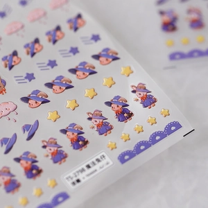 3D Relief Nail Art Stickers Self Adhesive Cartoon Magic Bunny Wizard Pattern Ultra Thin Manicure Decor For Women