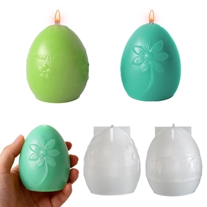 Egg Shape Candle Mold Relief Flower Pattern Silicone For DIY Resin Gypsum Easter Egg Ornament Making Tool