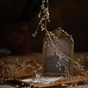 Elegant gold metal wire branches with clear beads for Christmas and wedding decor