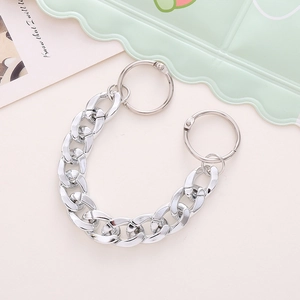 Silver chunky chain charms with metal rings for DIY clog decoration and bag accessories