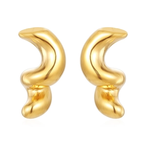 Elegant 18K gold plated irregular twisted geometric earrings with smooth polished finish