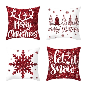 Christmas Decorative Pillowcases Soft Short Plush Snowflake Reindeer Antlers Merry Christmas Pattern For Sofa Home Decor