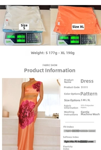 Détail d'une robe maxi fleurie orange avec découpe sexy en dentelle à la taille et une épaule