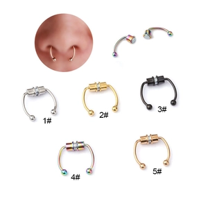 Magnetic Fake Nose Ring Septum Horseshoe Non-Piercing Stainless Steel Body Jewelry Clip On Hip Hop Unisex