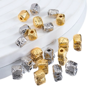 Golden and silver irregular hammered copper beads for DIY jewelry and bracelets