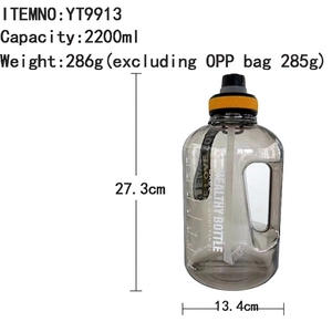 2200ml large capacity gradient fitness water bottle with straw and portable handle
