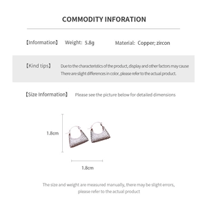 Detailed spec sheet showing weight and size of vintage zircon paved hoop earrings