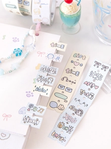 Close-up of macaron-colored cute label stickers for DIY journaling and scrapbooking