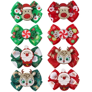 Pinces À Cheveux De Noël Renne Père Noël Nœud Ruban Pailleté Pinces À Bec De Canard Accessoires Filles