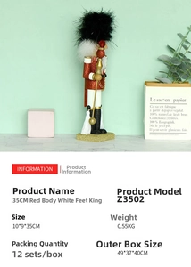 Detail of 35cm Christmas nutcracker king with red glitter body and white gold scepter
