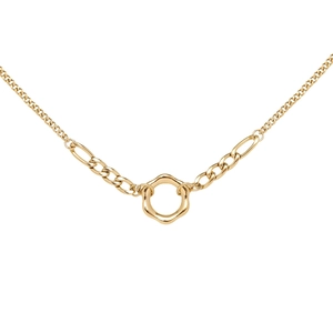 Minimalist 18K gold-plated titanium steel chain necklace with wavy hollow ring pendant