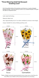 Detail showing the pop-up floral bouquet 3D greeting cards with elegant gold foil printing