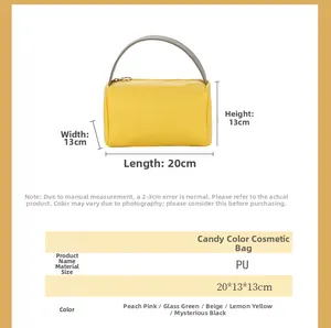 Größentabelle für die 20x13x13cm PU-Leder Kosmetiktasche mit Griffen und Maßen