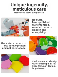 Detail of wooden puzzles with eco-friendly paint and smooth, burr-free rounded edges