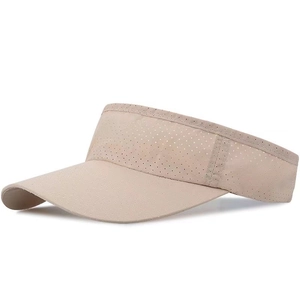 Unisex breathable mesh sun visor in khaki with wide brim for outdoor sports and running