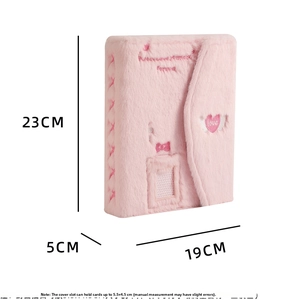 Detail of pink plush A5 photo album featuring Forever Love embroidery and card slots