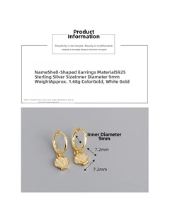 Macro detail of gold-plated S925 sterling silver shell earrings with cubic zirconia