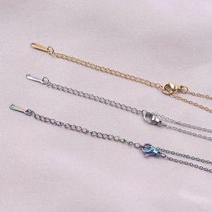 Three-piece stainless steel necklace extender set in gold, silver and rainbow colors