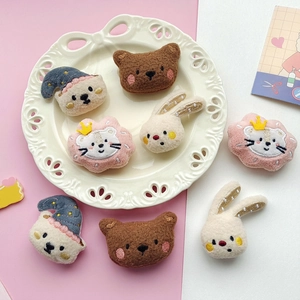 Cute Plush Animal Brooch Pin Cartoon Bear Rabbit Lion Embroidery Patch DIY Clothing Bag Decorative Accessories Soft Toy