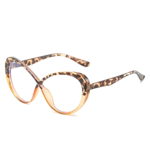 Stylish tortoiseshell TR90 oversized cat-eye glasses frame with blue light blocking lenses