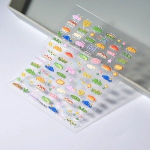 Adesivi per unghie 3D in rilievo con stelle fiori e disegni di bolle colorate