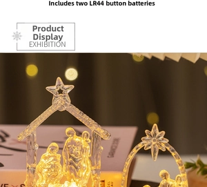 Detail of clear acrylic nativity LED light showing 3 LR44 battery power source
