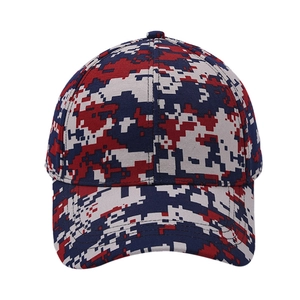 Classic camo baseball cap featuring red white and navy digital camouflage pattern