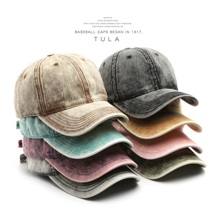 Vintage Washed Cotton Baseball Cap Retro Distressed Denim Dad Hat Adjustable Sun Protection Streetwear For Men Women