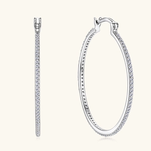 Luxury 925 Sterling Silver Moissanite Hoop Earrings For Women Sparkling VVS1 Moissanite Large Circle Earrings Fashion Jewelry Gift