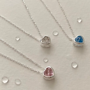 925 Sterling Silver Heart Pendant Necklace With Zircon Gemstone Inlaid Minimalist Romantic Jewelry Gift For Women