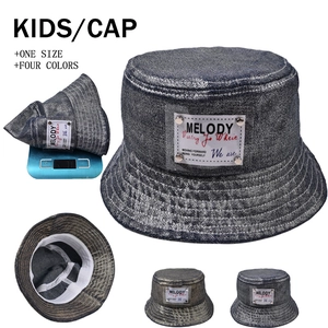 Sombrero de Pescador de Algodón para Niños Recubrimiento Metálico Parche Letra Remaches Ala Ancha Protección Solar Exterior