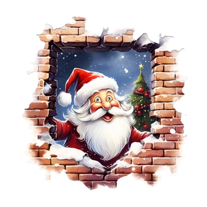 3D Santa Claus wall sticker decorative self-adhesive decal for Christmas bathroom decor