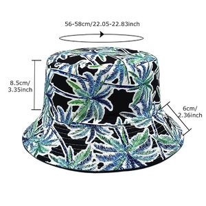 Cappello da pescatore reversibile con stampa palme per protezione solare, 56-58cm