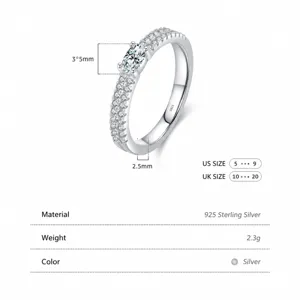 Elegant s925 sterling silver double layer ring with 3x5mm oval cubic zirconia