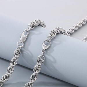 Detailed close-up of the stainless steel braided chain links and sturdy lobster clasp
