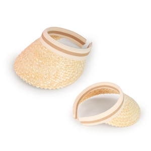 Beige wide brim straw sun hat with striped ribbon, elegant outdoor summer visor for women