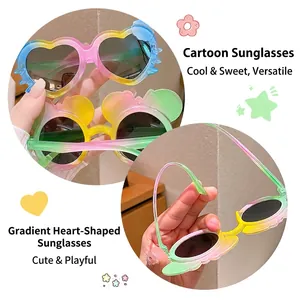 Cute heart and mouse-shaped cartoon sunglasses for girls in macaron gradient colors