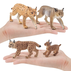 Realistic lynx animal figurines set for kids education showing adult and cub models