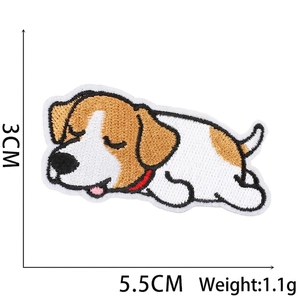 Embroidered sleeping beagle dog patch, 3x5.5cm cartoon animal iron-on applique