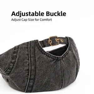 Adjustable washed canvas newsboy hat with metal buckle for custom fit head size