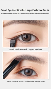 Macro detail of 0.06mm ultra-thin blade makeup brush for eyeliner and eyebrow precision