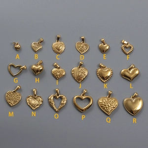 Selection of 18K gold plated heart pendants in various engraved and hollow designs
