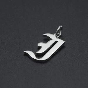 Polished silver stainless steel gothic letter J pendant with hollow DIY design
